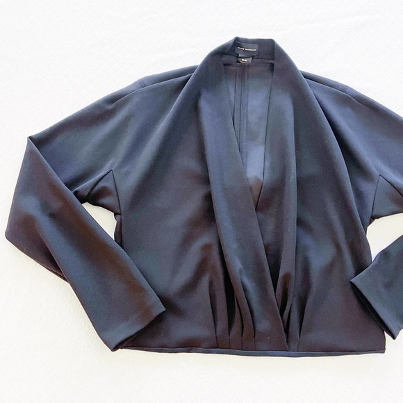 Club Monaco Black Deep V Cut Bodysuit Long Sleeve Top SZM - Picture 2 of 7